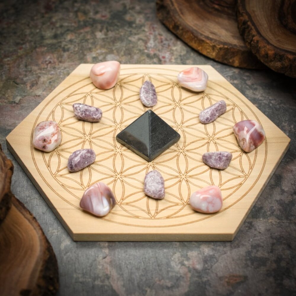 Break Addictions Mini Crystal Grid Set - Your choice of Wood Grid Board